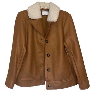 Old Navy Tan and White Coat with Sherpa Collar